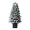 4ft. Pre-Lit Winter Flocked Artificial Christmas Tree in Decorative Planter, Multicolor LED Lights